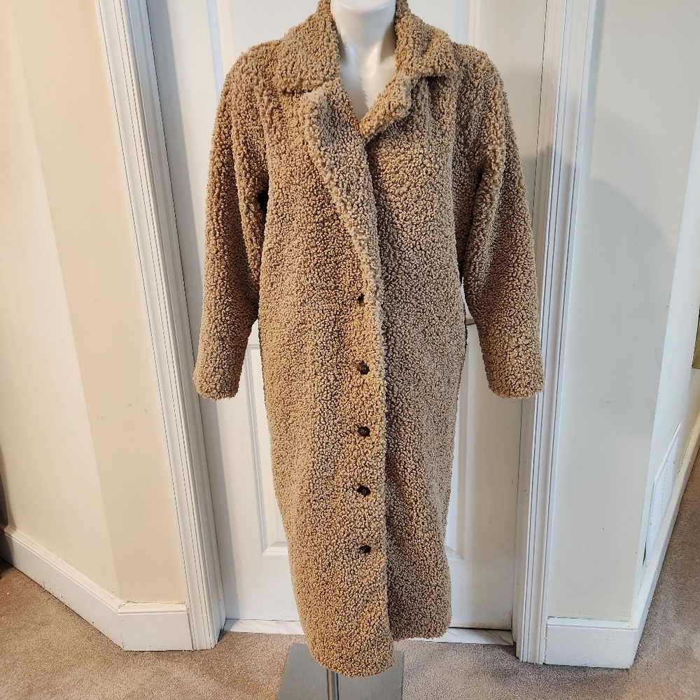 For Love and Lemons faux fur brown coat XS